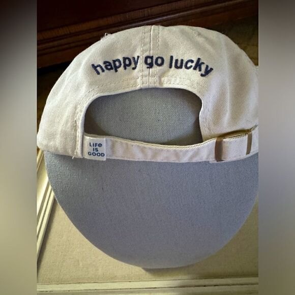 Life is Good Chill Happy Go Lucky cream / navy baseball cap w shamrock NWOT - Picture 8 of 8